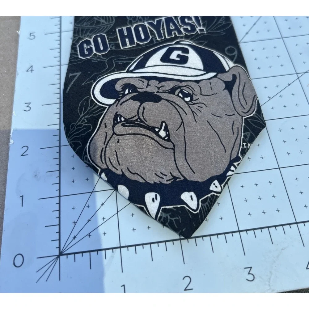 Vintage Ralph Marlin Georgetown Hoyas Necktie GU Jack Bulldog Graphic 90s Tie